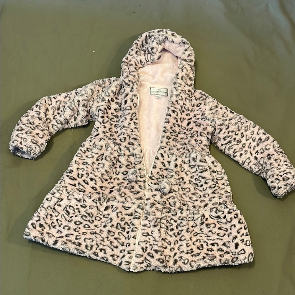 AMERICAN-WIDGEON Leopard Print, Hodded, w Pockets fully lined size 6”Girls DRESS
